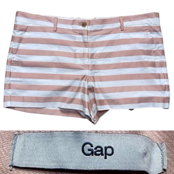 Gap Peach and White Striped Classic Chino Shorts Sz: 16 - Picture 1 of 8